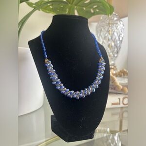 Vintage Blue Beaded Necklace